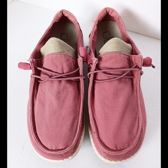 🩷 Hey Dude Wendy Rose Pink Shoes Womens 8 Canvas White - Picture 3 of 11
